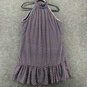 Chetta B Dress Womens 12 Blue Geometric Shift Halter Ruffle Ladies Boho Feminine